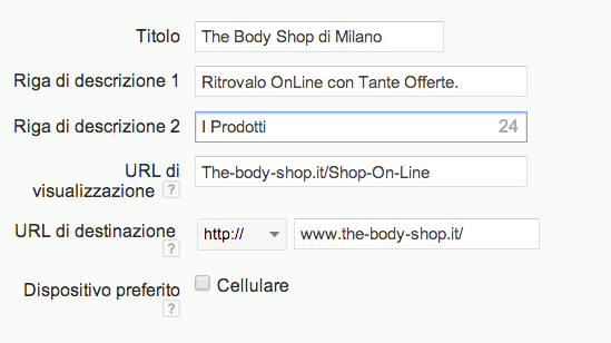 Esempio di creazione di un annuncio AdWords di tipo testuale.