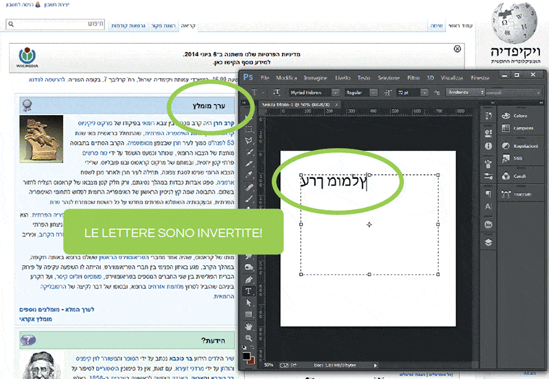 Testi allineati a sinistra e lettere invertite