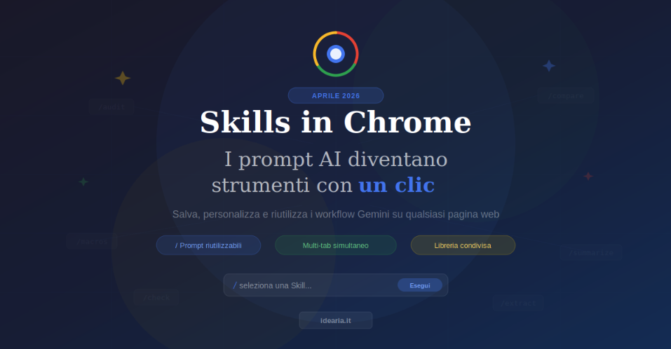 Skills in Chrome: Google trasforma i prompt AI in strumenti riutilizzabili con un clic